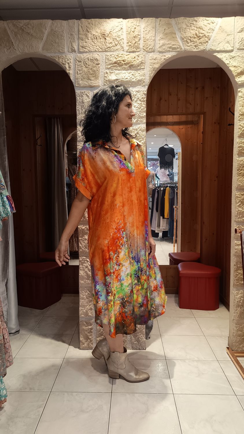 Robe longue Aquarelle orange Robe longue Aquarelle orange