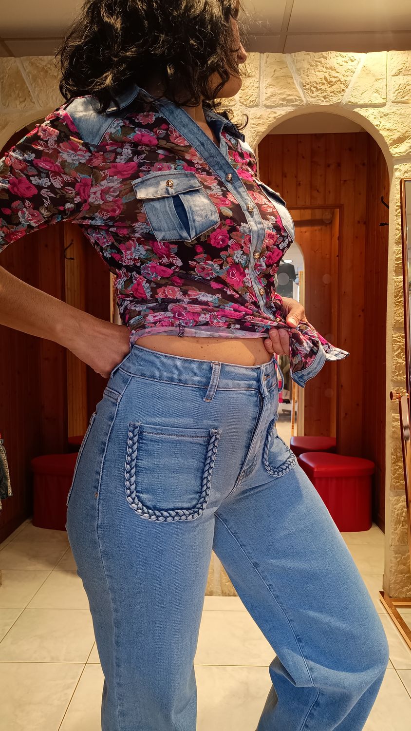 Jean poches tressées bleu clair 