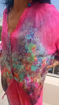 Chemisier Aquarelle fuchsia 