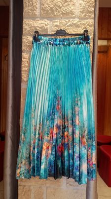 Jupe plissée Aquarelle turquoise 