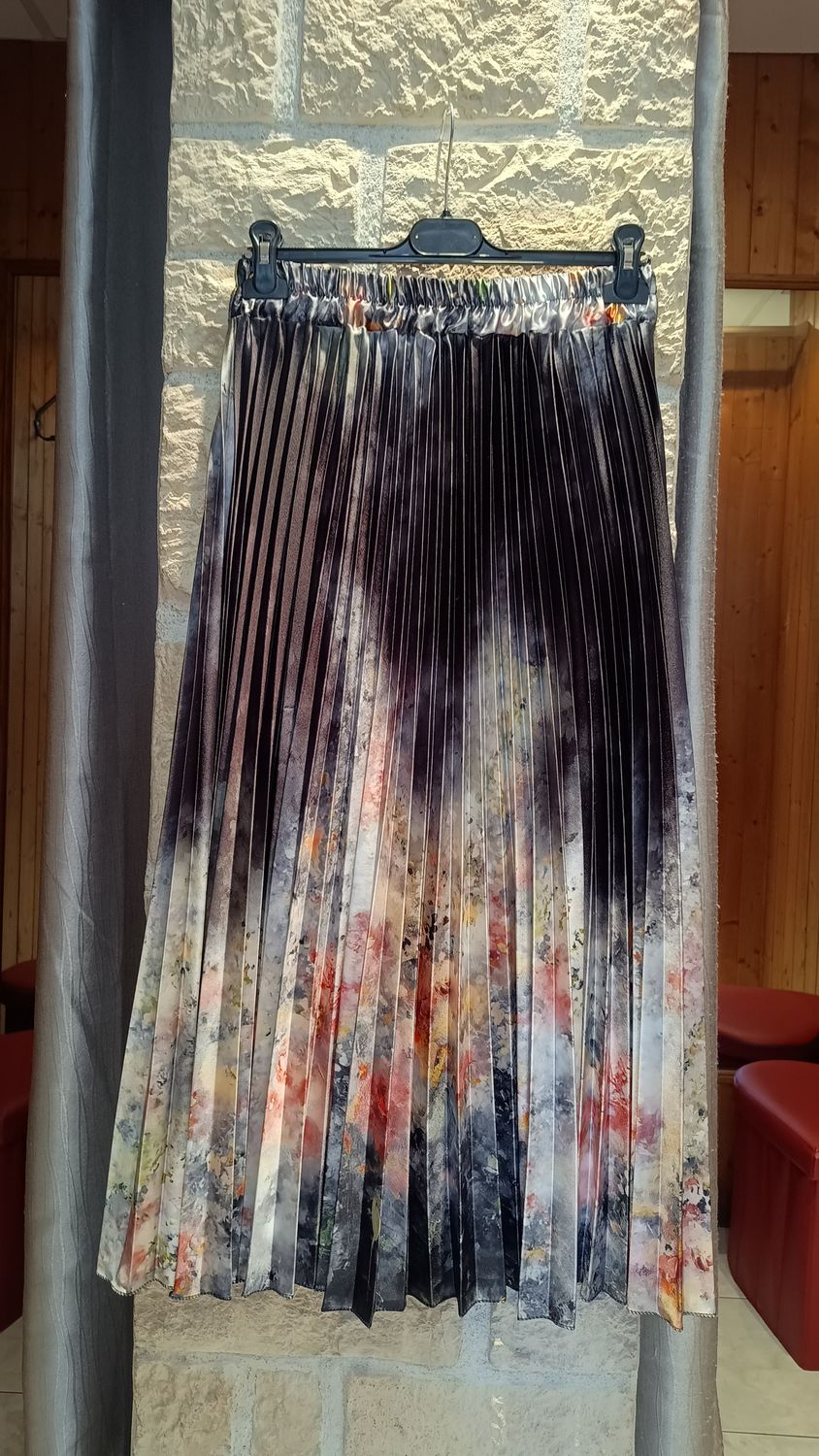 Jupe plissée Aquarelle noir 