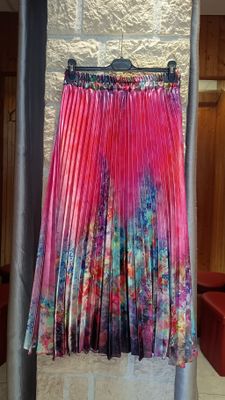 Jupe plissée Aquarelle fuchsia 