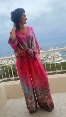 Pantalon Aquarelle fuchsia 