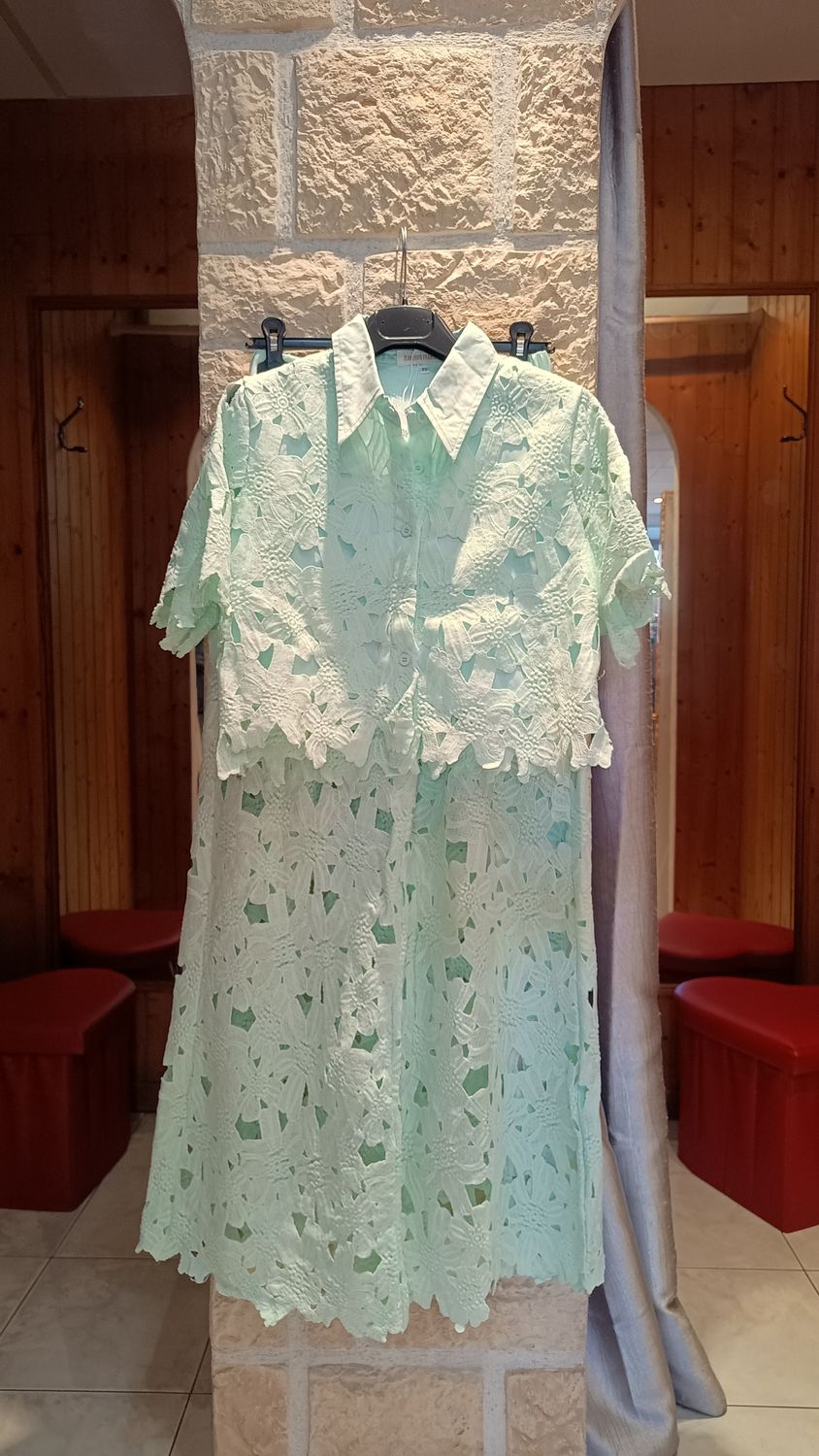 Ensemble dentelle vert