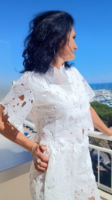 Ensemble dentelle guipure blanc 