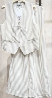 Ensemble tailleur rayures beige 