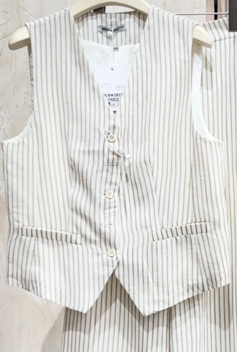 Ensemble tailleur rayures beige