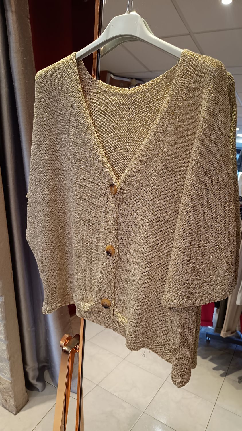 Pull gilet lurex doré 