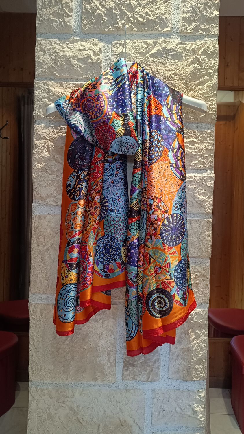 Foulard imprimé fantaisie orange 