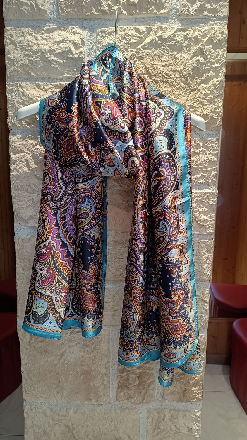 Foulard imprimé cachemire turquoise 