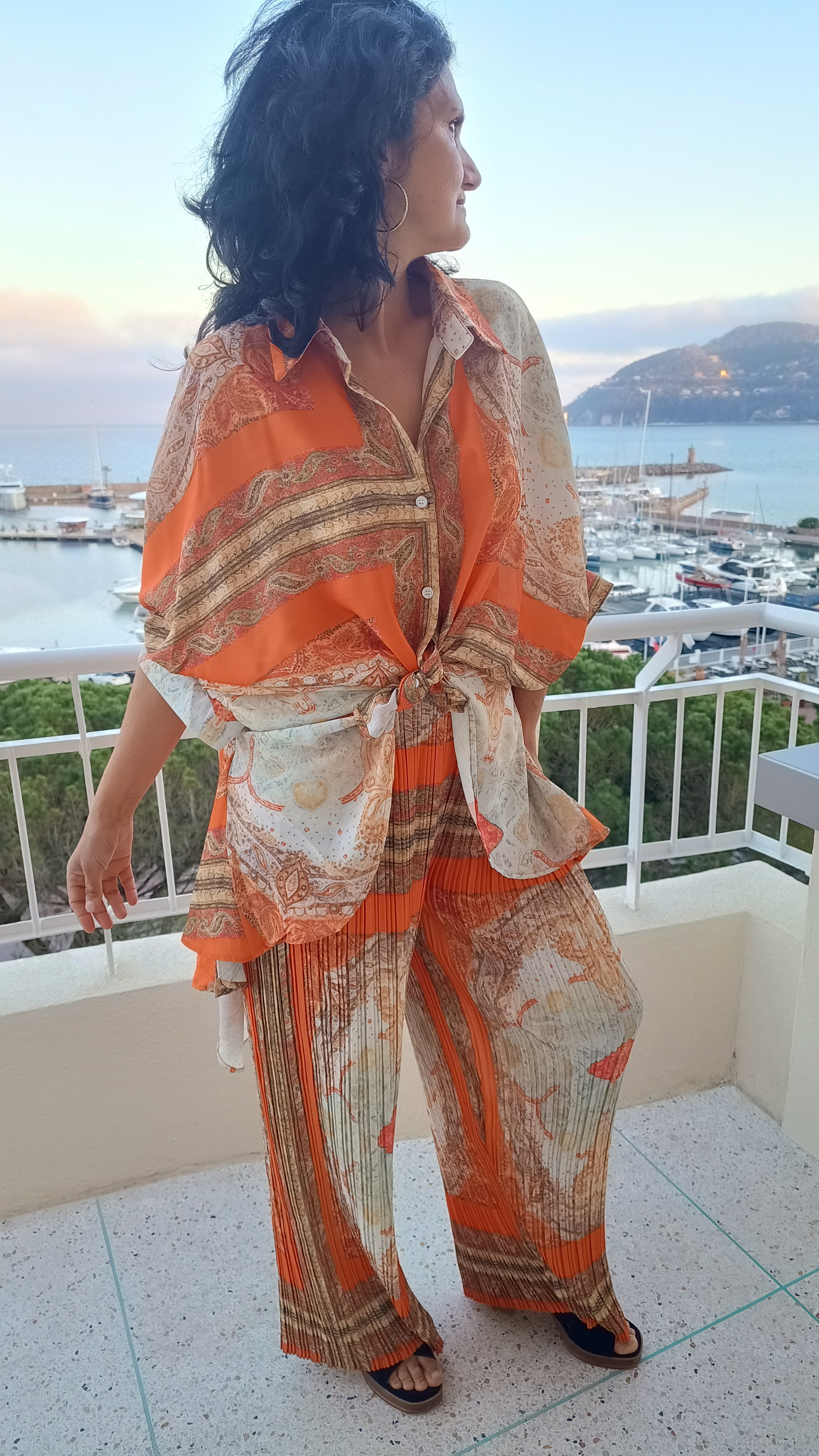 Ensemble fluide imprimé orange