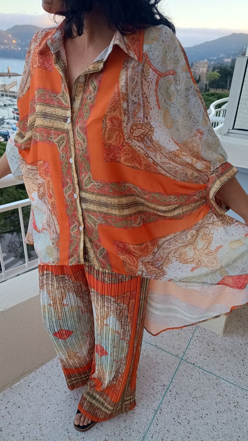 Ensemble fluide imprimé orange Ensemble fluide imprimé orange