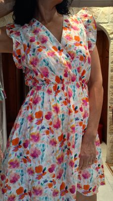 Robe courte Fleurie rose