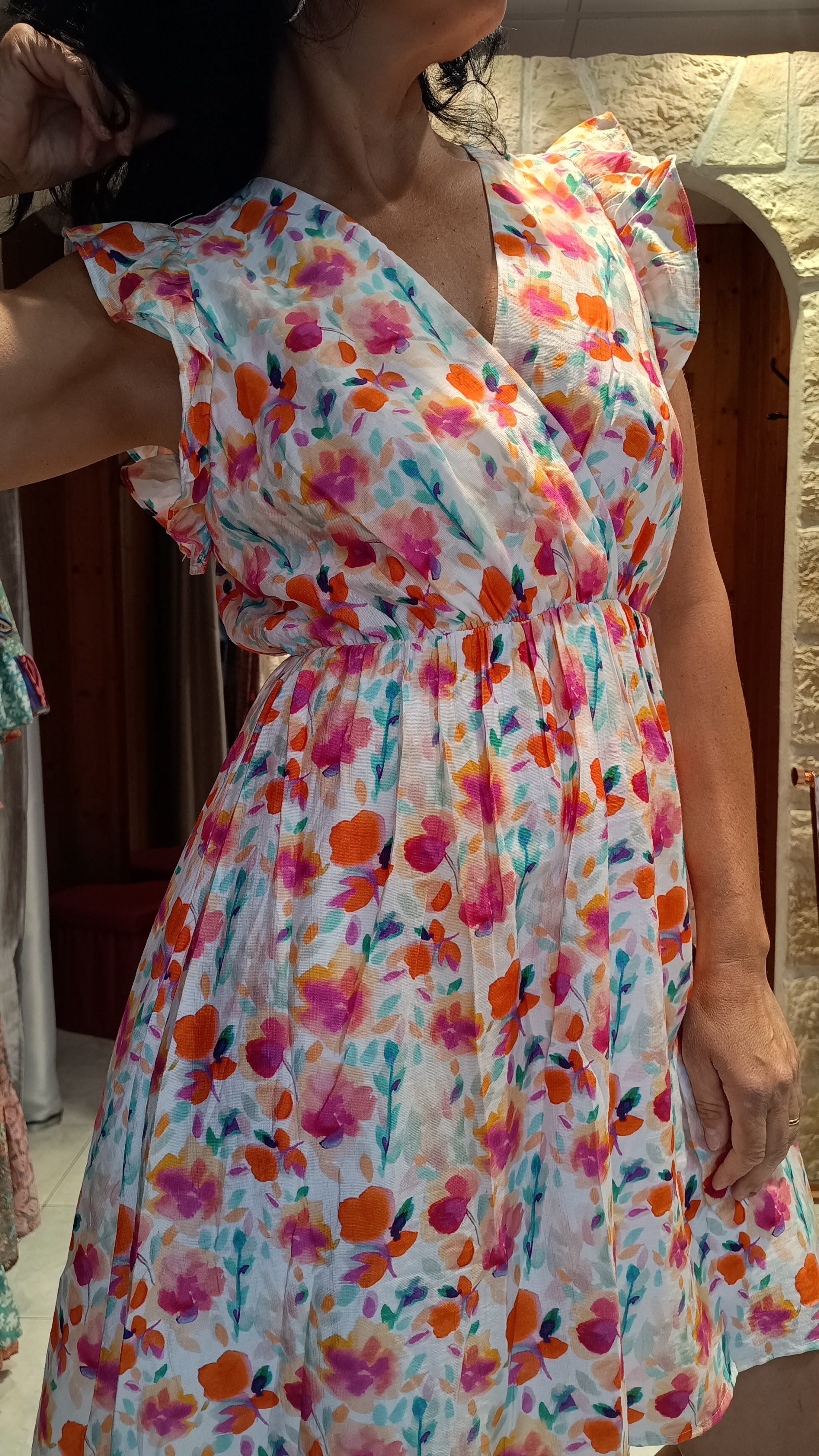 Robe courte Fleurie rose