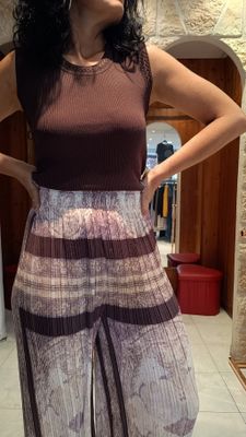 Top côtelé sans manches chocolat 