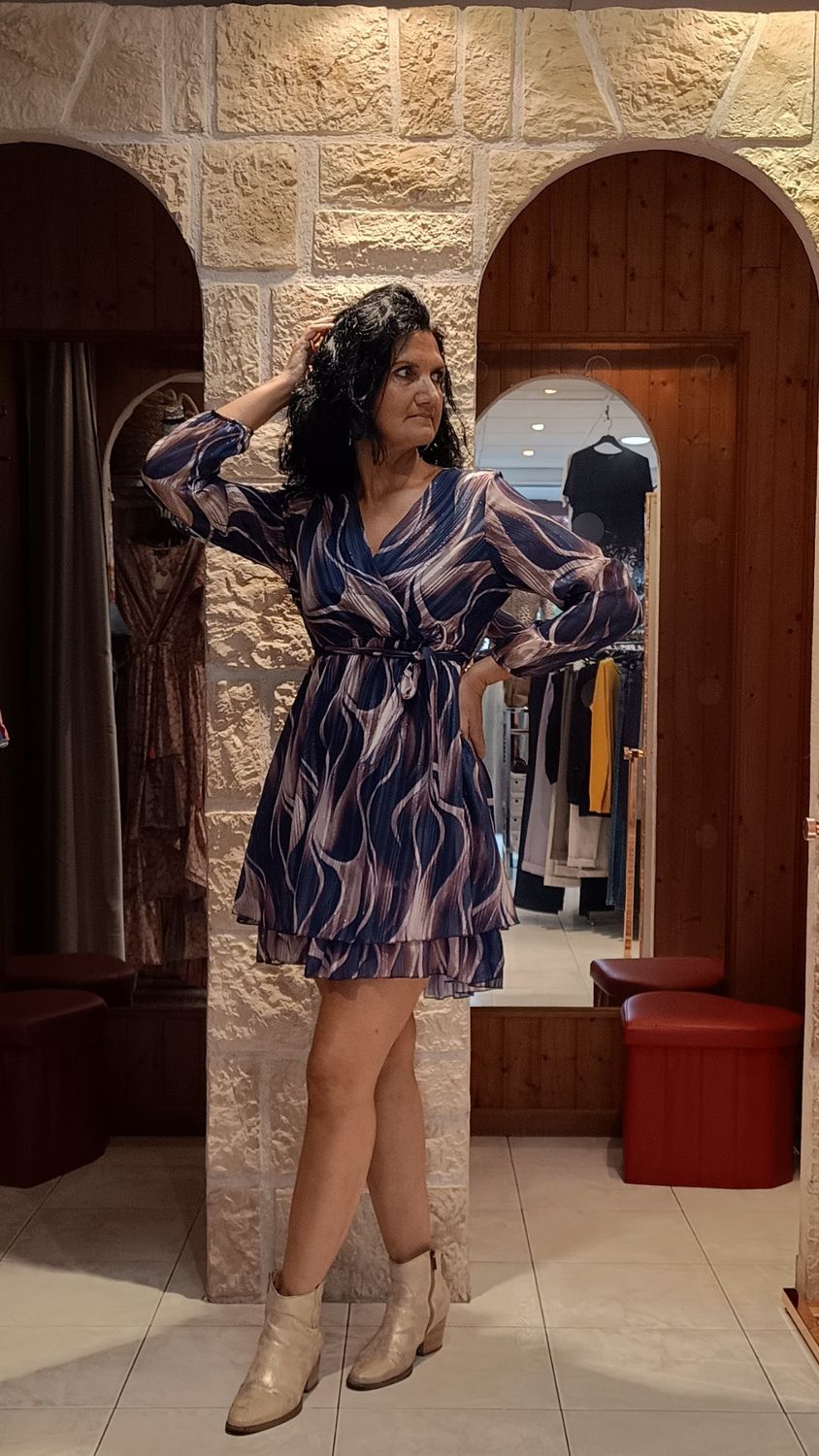 Robe courte cache coeur bleu 