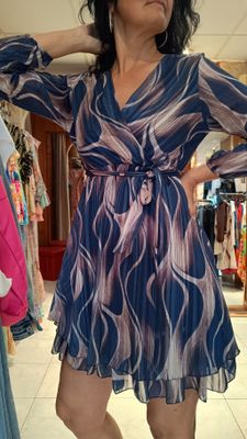 Robe courte cache coeur bleu