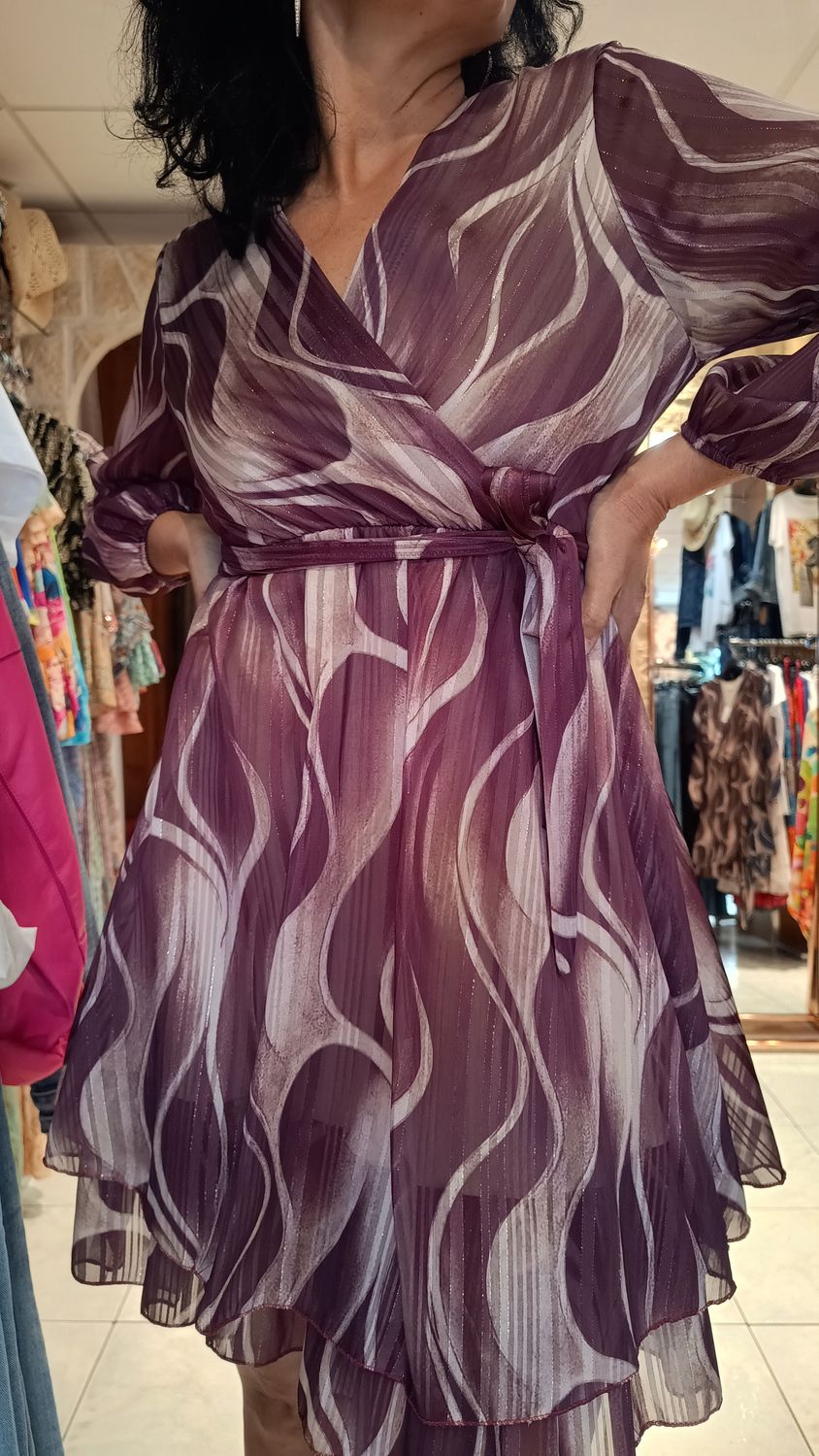 Robe courte cache coeur prune 