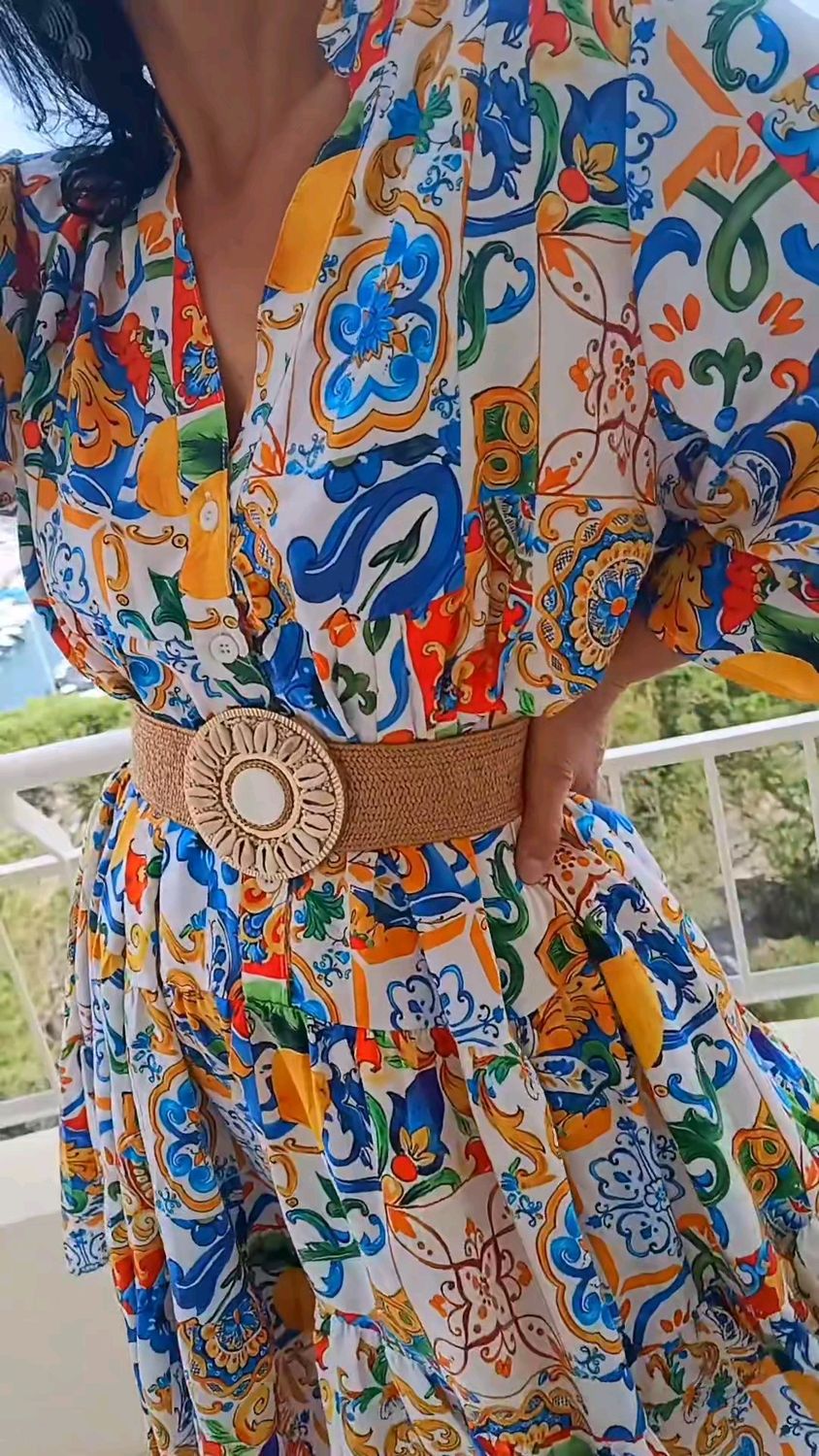 Robe imprimée Majolica blanc Robe imprimée Majolica blanc