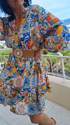 Robe imprimée Majolica blanc