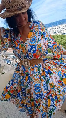 Robe imprimée Majolica blanc Robe imprimée Majolica blanc