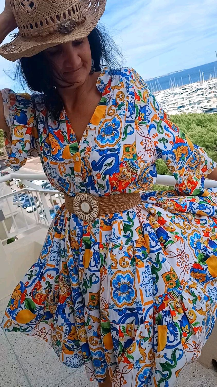 Robe imprimée Majolica blanc Robe imprimée Majolica blanc