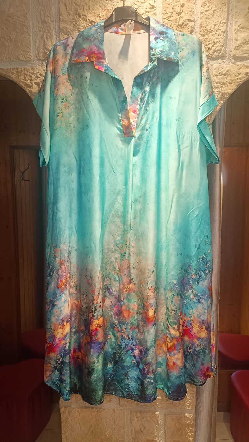 Robe longue Aquarelle turquoise Robe longue Aquarelle turquoise