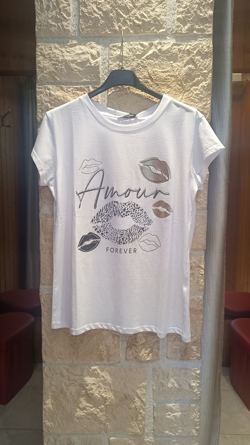 T-shirt Amour blanc strass T-shirt Amour blanc strass