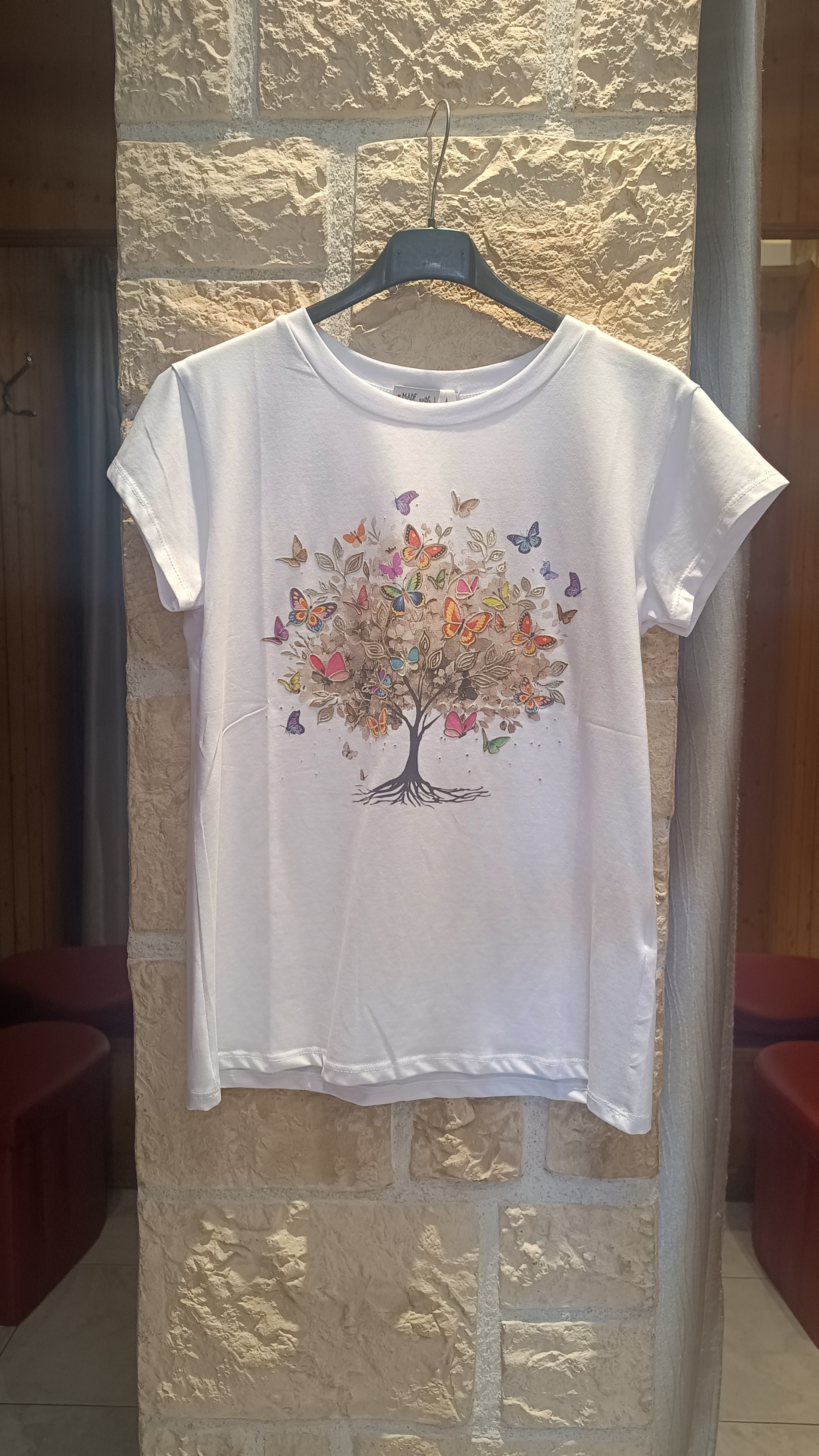 T-shirt Butterfly tree beige