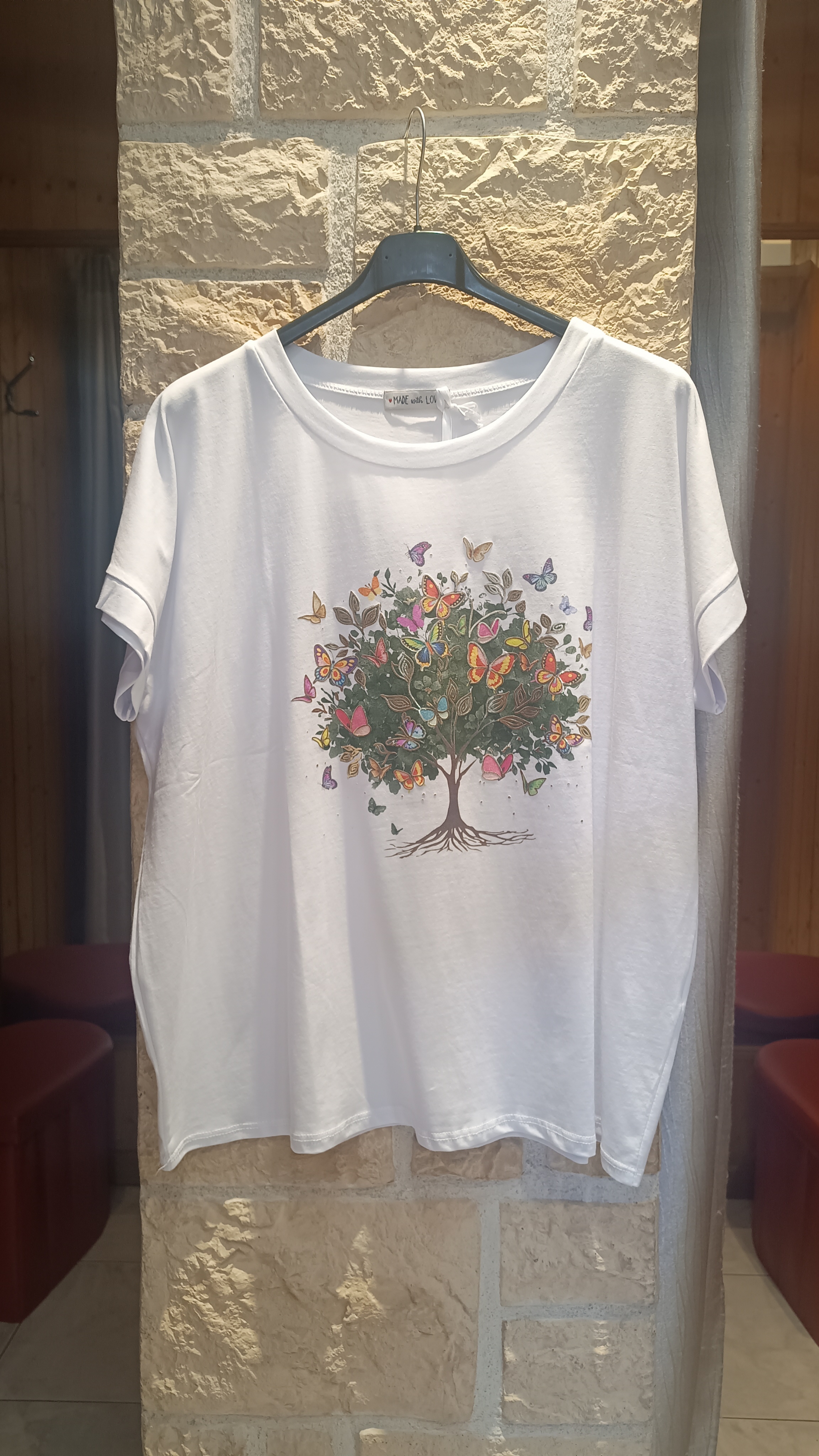 T-shirt Butterfly tree oversize kaki