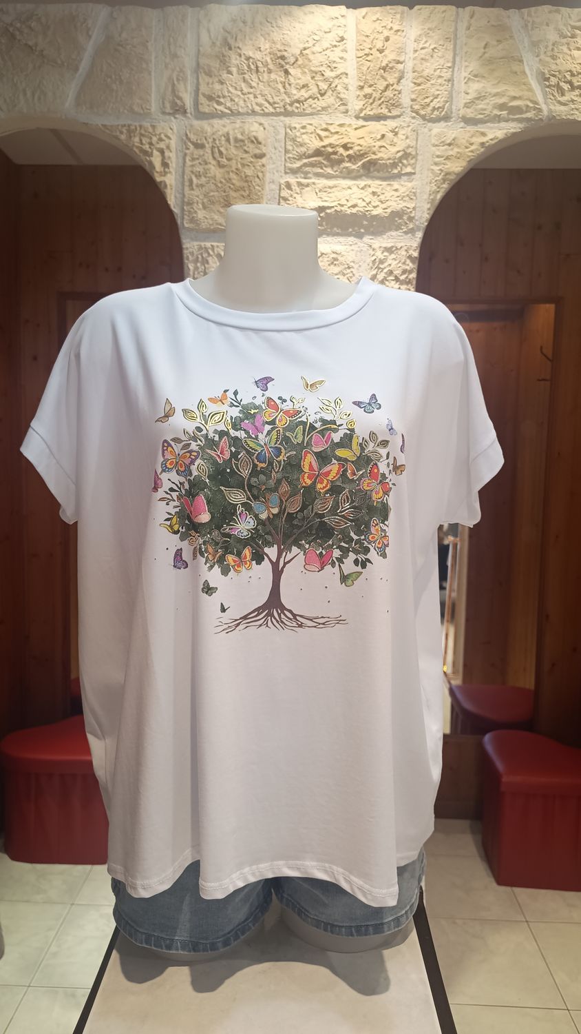 T-shirt Butterfly tree oversize kaki T-shirt Butterfly tree oversize kaki