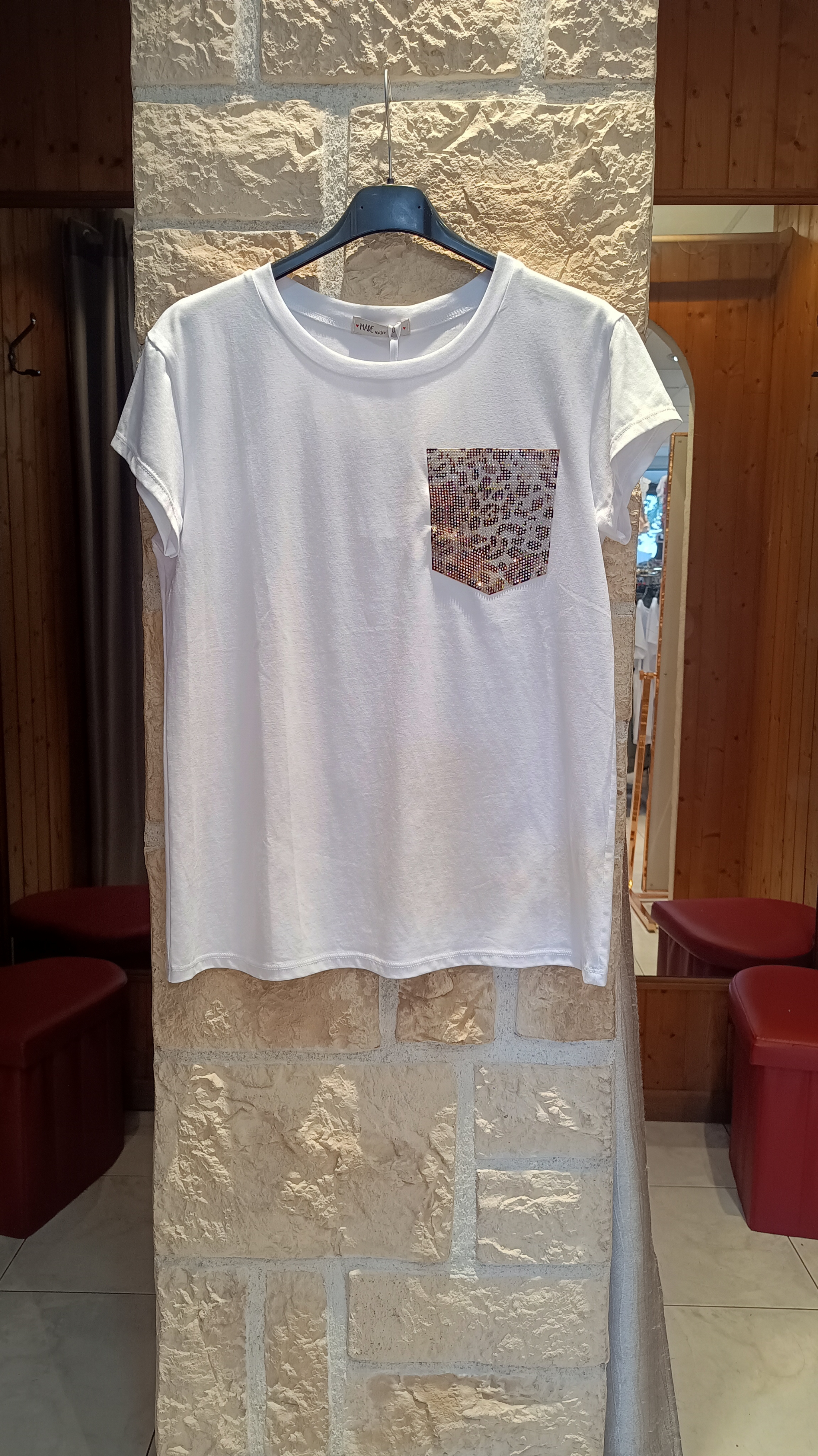 T-shirt poche Léo marron