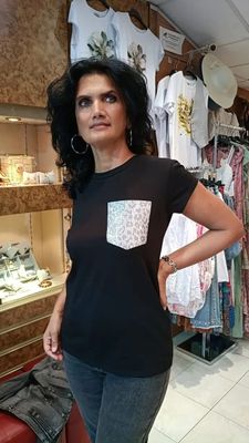 T-shirt poche Léo noir/argenté T-shirt poche Léo noir/argenté