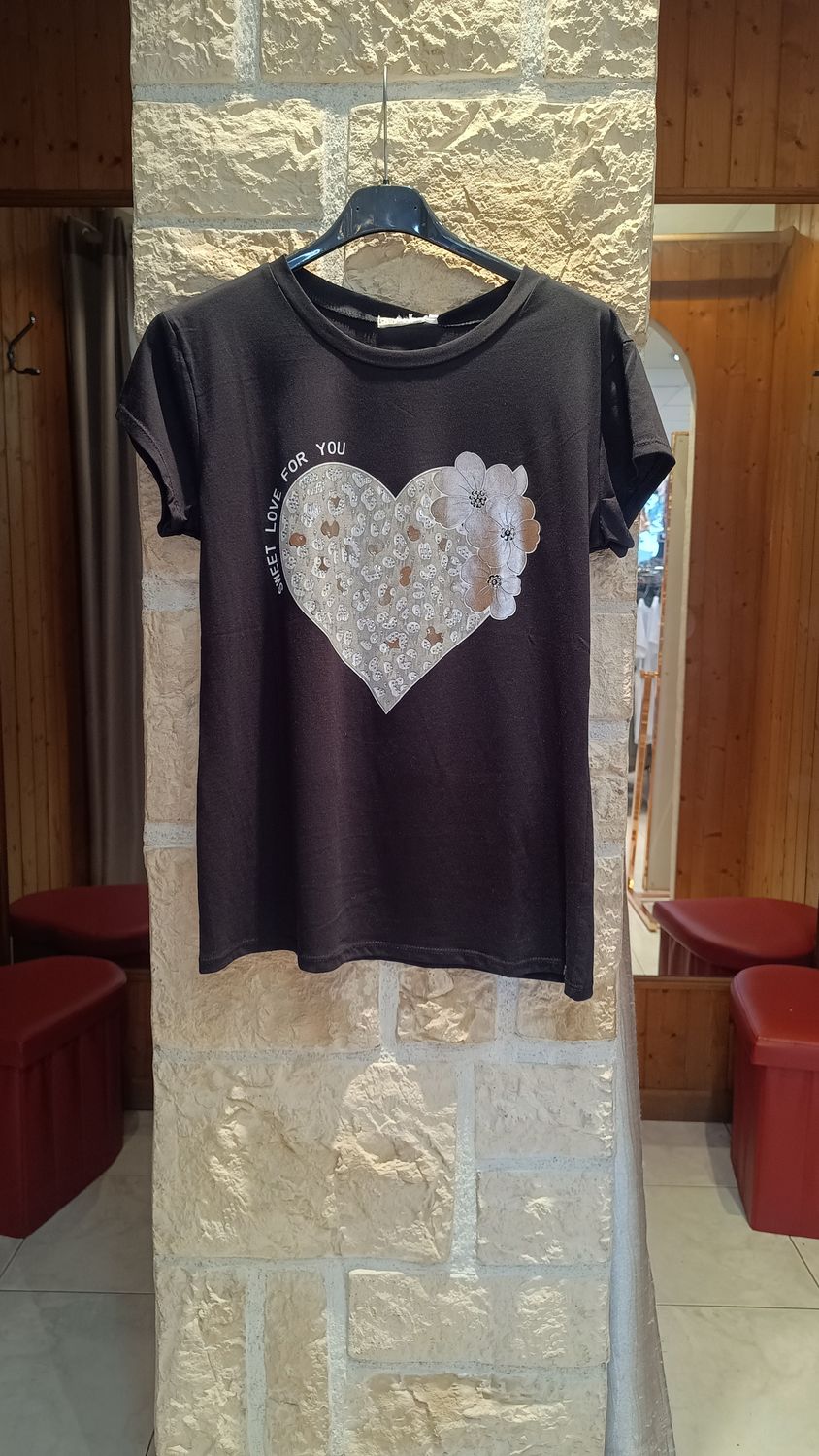 T-shirt Coeur doré noir T-shirt Coeur doré noir