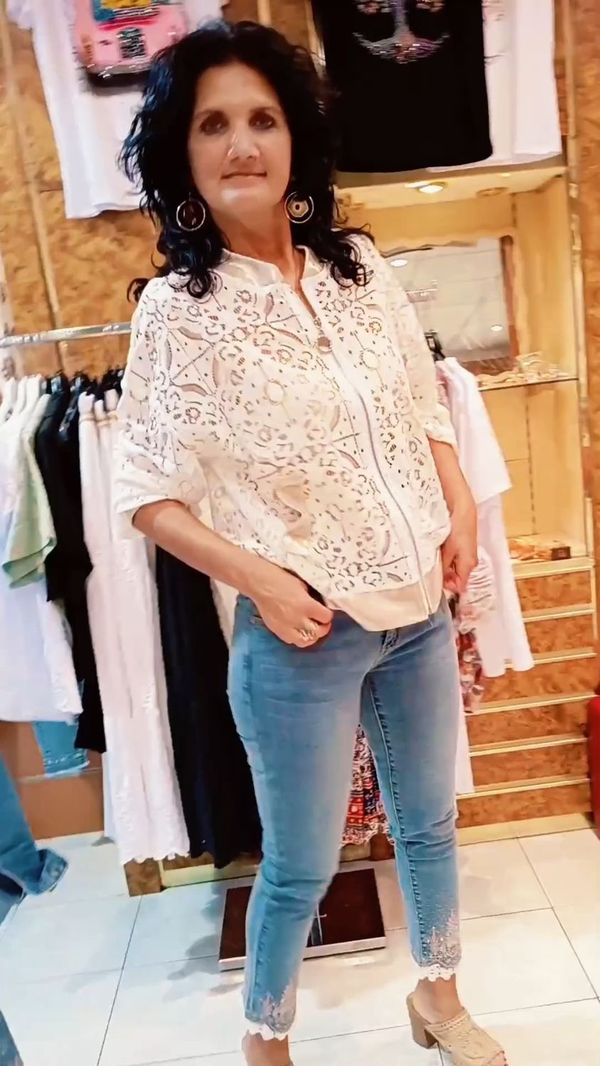 Veste bomber dentelle blanc 