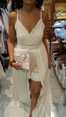 Robe longue combi short blanc 