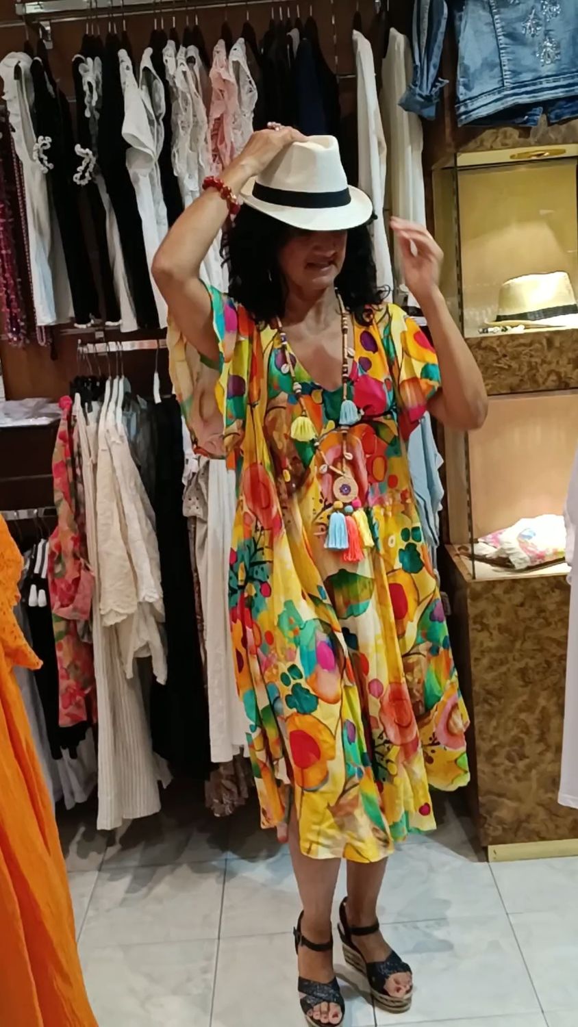 Robe midi Rainbow jaune 
