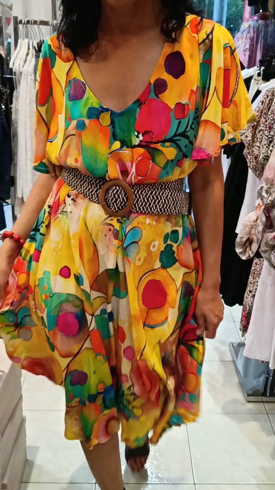Robe midi Rainbow jaune