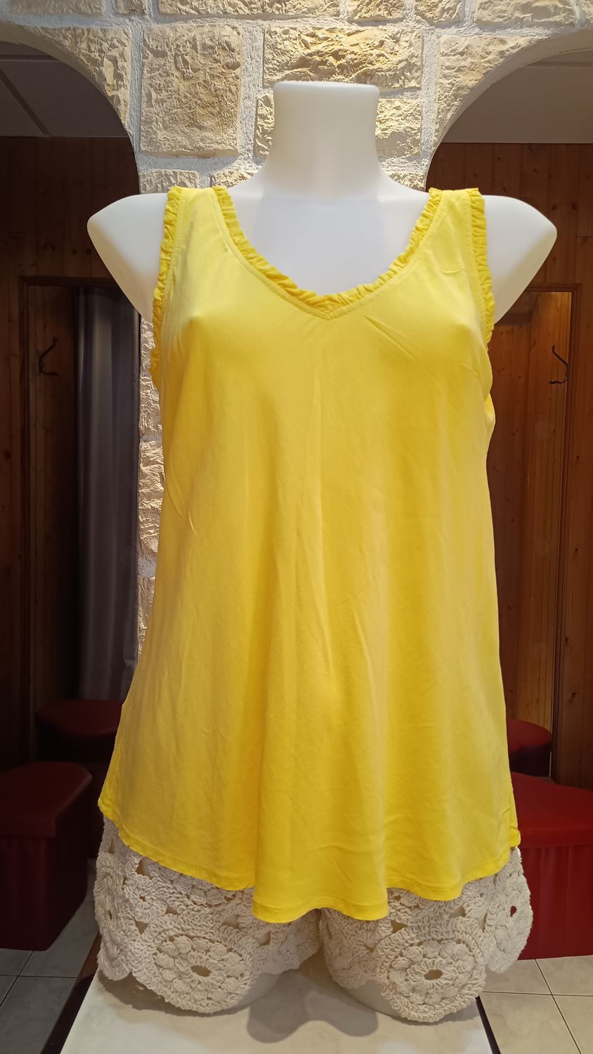 Débardeur col v jaune 