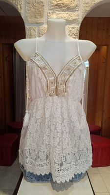 Top Mallorca dentelle blanc 