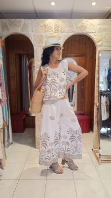 Ensemble pantalon palmier taupe