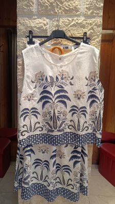 Ensemble pantalon palmier bleu marine 