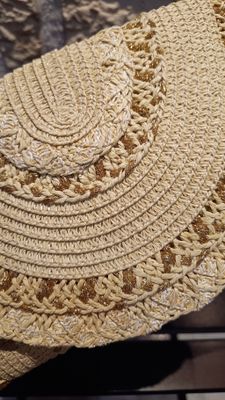 Pochette raphia crochet beige