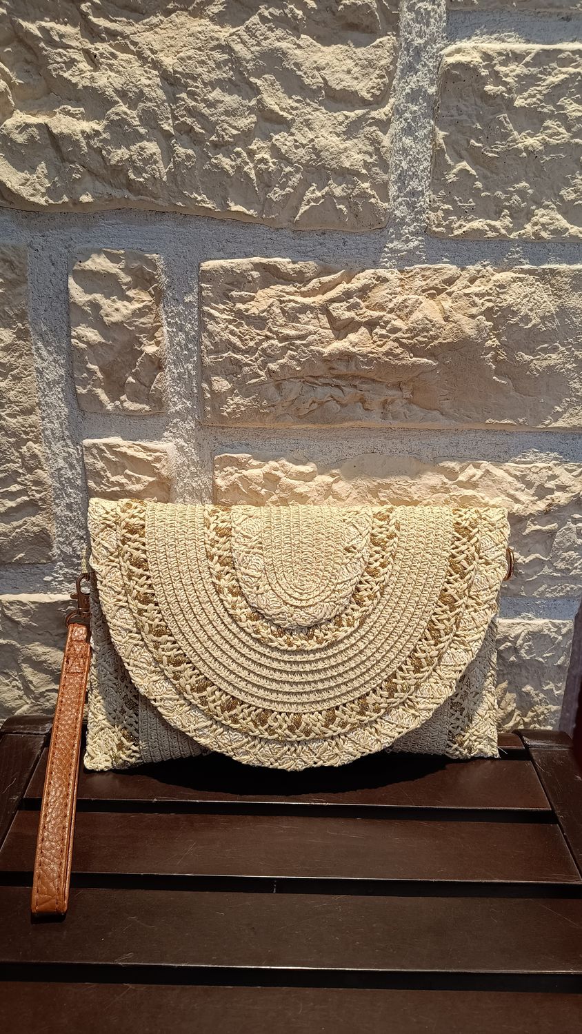 Pochette raphia crochet beige Pochette raphia crochet beige