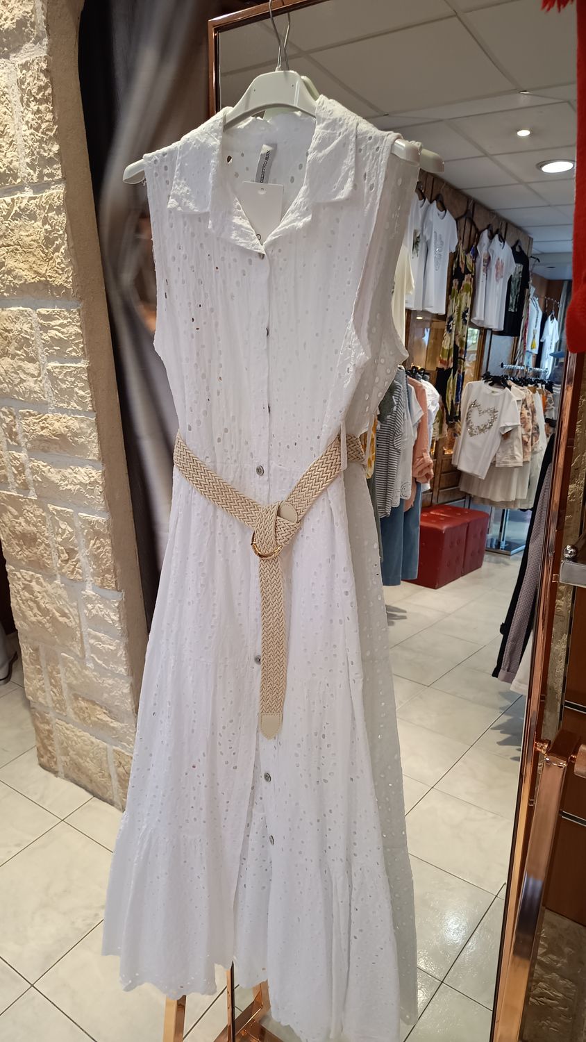 Robe chemisier broderie anglaise blanc 