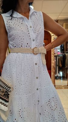 Robe chemisier broderie anglaise blanc