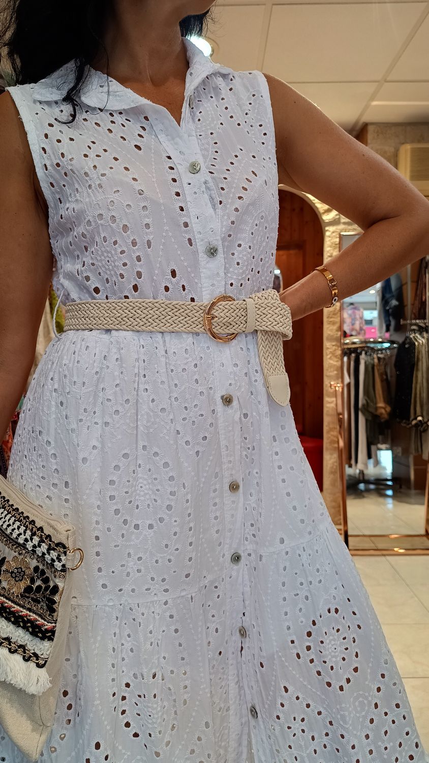 Robe chemisier broderie anglaise blanc Robe chemisier broderie anglaise blanc