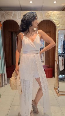 Robe longue combi short écru 