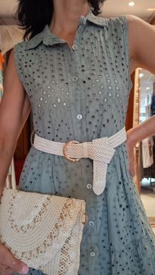 Robe chemisier broderie anglaise kaki Robe chemisier broderie anglaise kaki