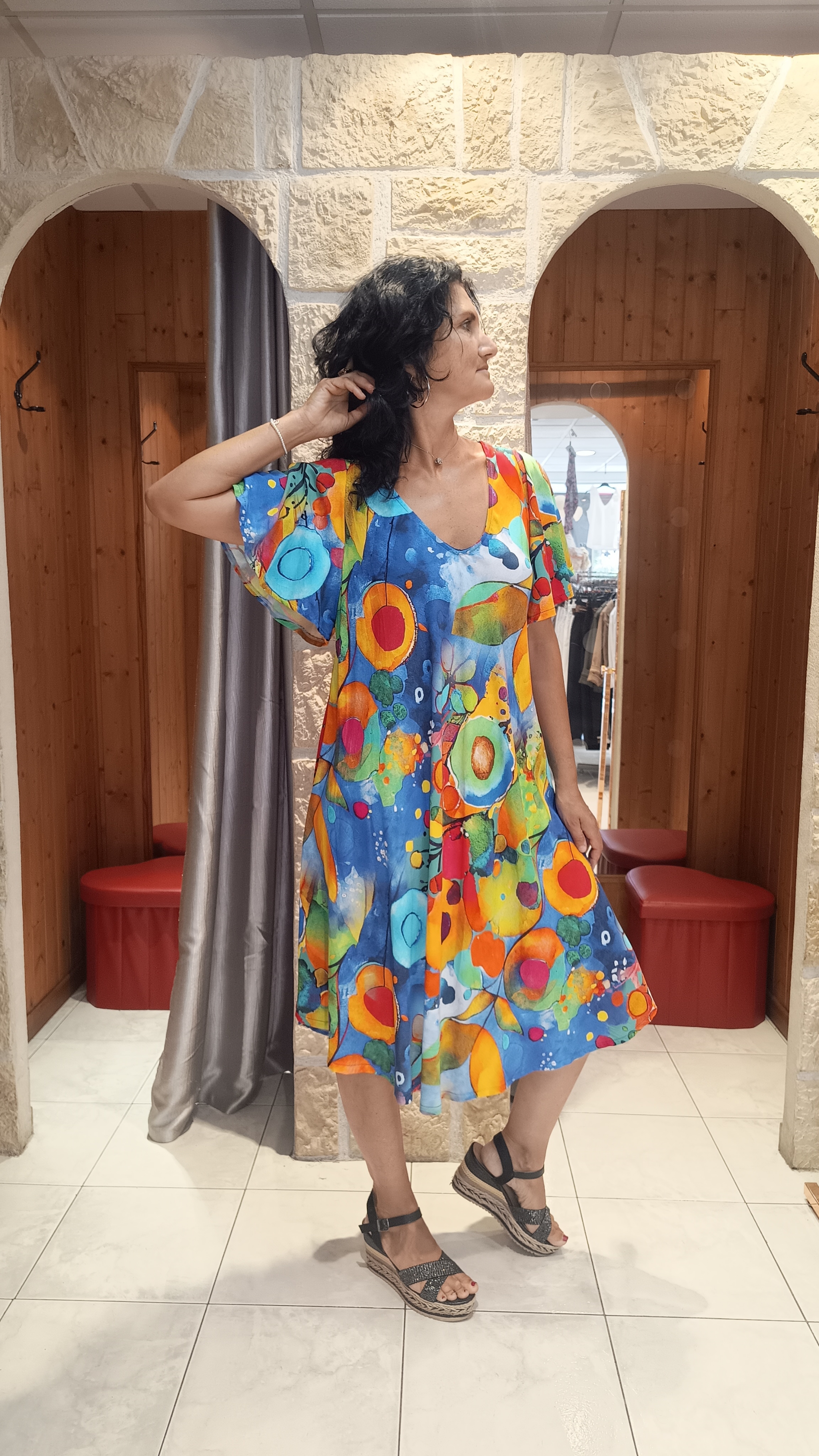 Robe midi Rainbow bleu